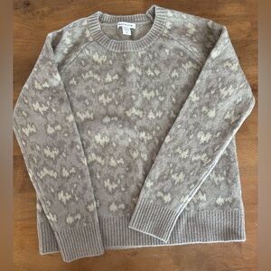 Athleta Hawthron Wool Blend Animal Print Crewneck Sweater Light Gray, Small